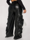 Zip-Off Multi-Pocket Leather Pants YMEF-58035
