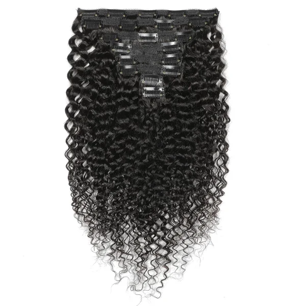  Human Hair Kinky Curly Clip Wig 8pcs JKLS-76565
