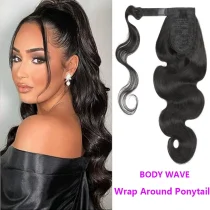 Human Hair Wrap Around Ponytail Body Wave Wigs JKLS-84132