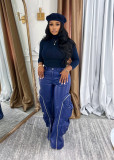 Zip-Off Multi-Pocket Leather Pants YMEF-58035