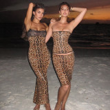 Leopard Sequin Lace Patchwork Maxi Dress GSLF-K25D82028