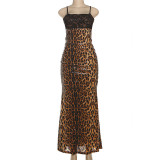 Leopard Sequin Lace Patchwork Maxi Dress GSLF-K25D82028