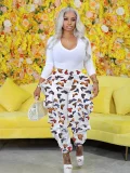 Camouflage Print Ruffles Pant SHMF-6172