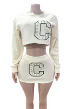 Embroidered Sweatshirt Fashion Mini Skirt Set GFCF-1414