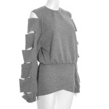 Loose Ripped Hole Top And Skirt Suit GSBD-J25ST332