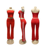 Stripe Patchwork Zipper Long Sleeve Pants 3 Piece Set  SFY-702
