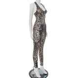 Sexy Leopard Print Backless Skinny Jumpsuit GSBD-D25JP177