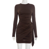 Solid Color Ruched Mini Dress GSZM-D25DS500