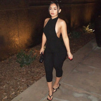 Solid Color Backless Tight Jumpsuit SHD-9574