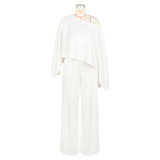 Bat Sleeve Solid Color Loose Two Piece Pants Set ASL-6812