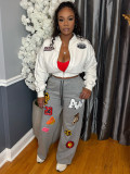 Fleece-Lined Sports Zipper Embroidered Baseball Jacket CH-25061