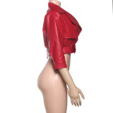 Solid Color Lapel Tie Up Short Coats GZJQ-K25C84803