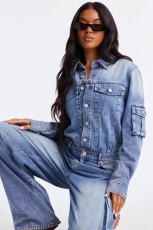 Fashion Denim Multi-pockets Wide Leg Jumpsuit LX-6073