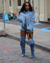 Long Sleeve Irregular Denim Jackets TE-4740