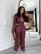 Casual PU Leather Two Piece Pant Set MEM-88674