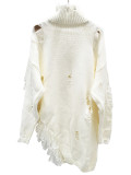 Half-zip Turtleneck Hole Sweater  SFY-817