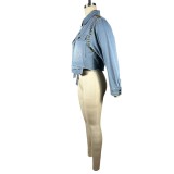 Long Sleeve Irregular Denim Jackets TE-4740