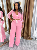 Stripe Hooded Coat Two Piece Pants Set SFY-802