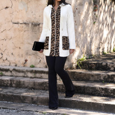 Casual Fleece Leopard Patchwork Hooded Coats OMY-12022