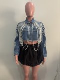 Fashion Pearl Chain Denim Jacket ORY-5277