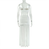 Solid Color Wrap Chest Split Skirt Two Piece Set GJYO-JSD711816