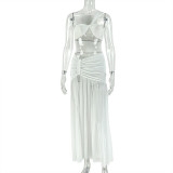 Solid Color Wrap Chest Split Skirt Two Piece Set GJYO-JSD711816