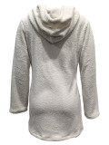 Casual Fleece Leopard Patchwork Hooded Coats OMY-12022