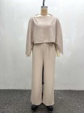 Irregular Slash Shoulder Tops Two Piece Pants Set GQZF-SH6585