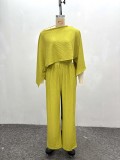 Irregular Slash Shoulder Tops Two Piece Pants Set GQZF-SH6585