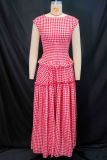Plaid Print Short Sleeve Two Piece Skirt Set GANY-LB1224