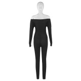 Solid Color V Neck Long Sleeve Jumpsuit GAXB-A564JP