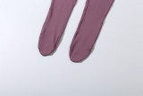 Solid Color Tie Up Bodysuit Two Piece Pants Set XEF-K25Q85558