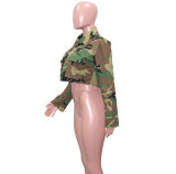 Camouflage Print Lapel Neck Short Coats SH-390421