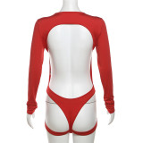 Solid Color Backless Long Sleeve Bodysuit GAXB-W332BS