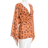 Leopard Print Long Sleeve Mini Dress MXBF-J25DS392