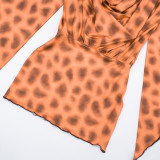 Leopard Print Long Sleeve Mini Dress MXBF-J25DS392