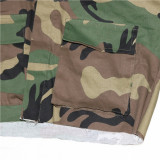 Camouflage Print Lapel Neck Short Coats SH-390421