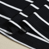 Stripe Backless Halterneck Bandage Dress GFRT-041718DBG