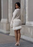 Tassel Knits Coats Mini Skirt 2 Piece Set ZSD-0349