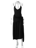 Sexy Backless Bodysuit Tie Up Long Skirt 2 Piece Set BLG-S4817189A