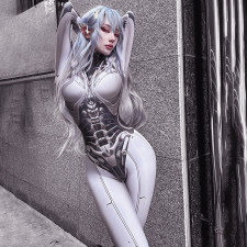 Machine-Printed Half-Turtleneck Long-Sleeve Tight Jumpsuit GSBW-D23JP273