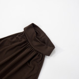 Sleeveless Solid Color Ruched Split Maxi Dress GSBW-Q25DS104