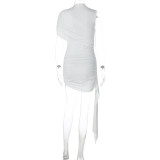 Solid Color Ruched Mini Dress GLAG-D5820041F