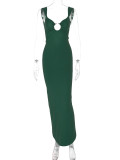 Sexy V Neck Backless Split Maxi Dress BLG-D3C15238A