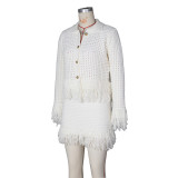Tassel Knits Coats Mini Skirt 2 Piece Set ZSD-0349