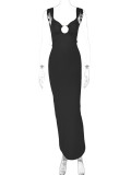 Sexy V Neck Backless Split Maxi Dress BLG-D3C15238A