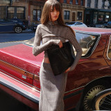 Plaid Print Long Sleeve Tops Two Piece Skirts Set GLAG-S5920249G