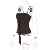 Fashion Patchwork Solid Color Sling Tops GLAG-T5A20381F