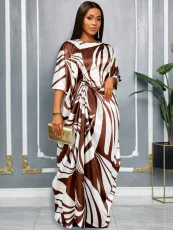 Loose Printed Tie-Waist Long Robe Wide Leg Pants Suit GKEN-ATP051016