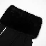 Fur Off Shoulder Long Sleeve Jumpsuit GDSF-J25JP405